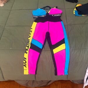 Zumba Fitness Colorful Leggings and Top Set